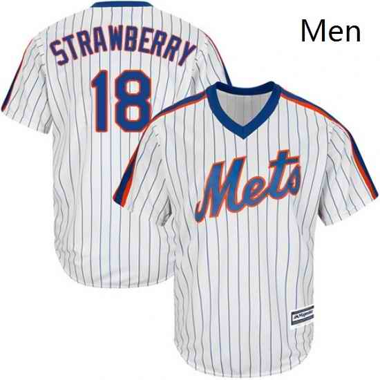 Mens Majestic New York Mets 18 Darryl Strawberry Replica White Alternate Cool Base MLB Jersey